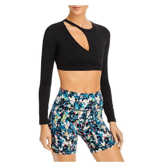 N: PHILANTHROPY Womens Long Sleeve Asymmetrical Neckline Active Wear Crop Top - Picture 1 of 2